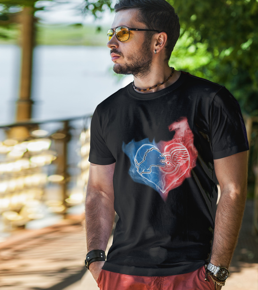 Detroit Lions Red Wings Heart T-Shirt