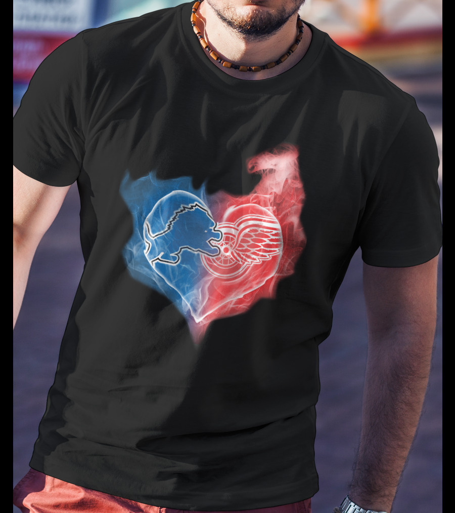 Detroit Lions Red Wings Heart T-Shirt