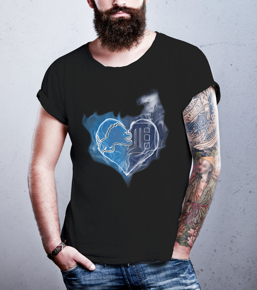 Detroit Lions And Tigers Heart T-Shirt