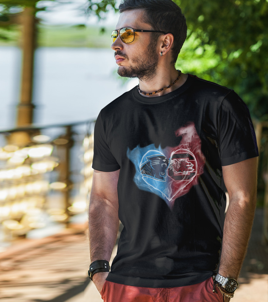Panthers South Carolina Gamecocks Heart Icon T-Shirt