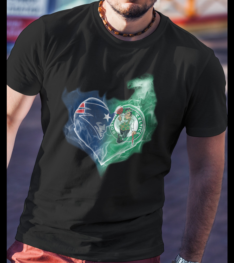 Patriots Boston Celtics Heart Smoke T-Shirt