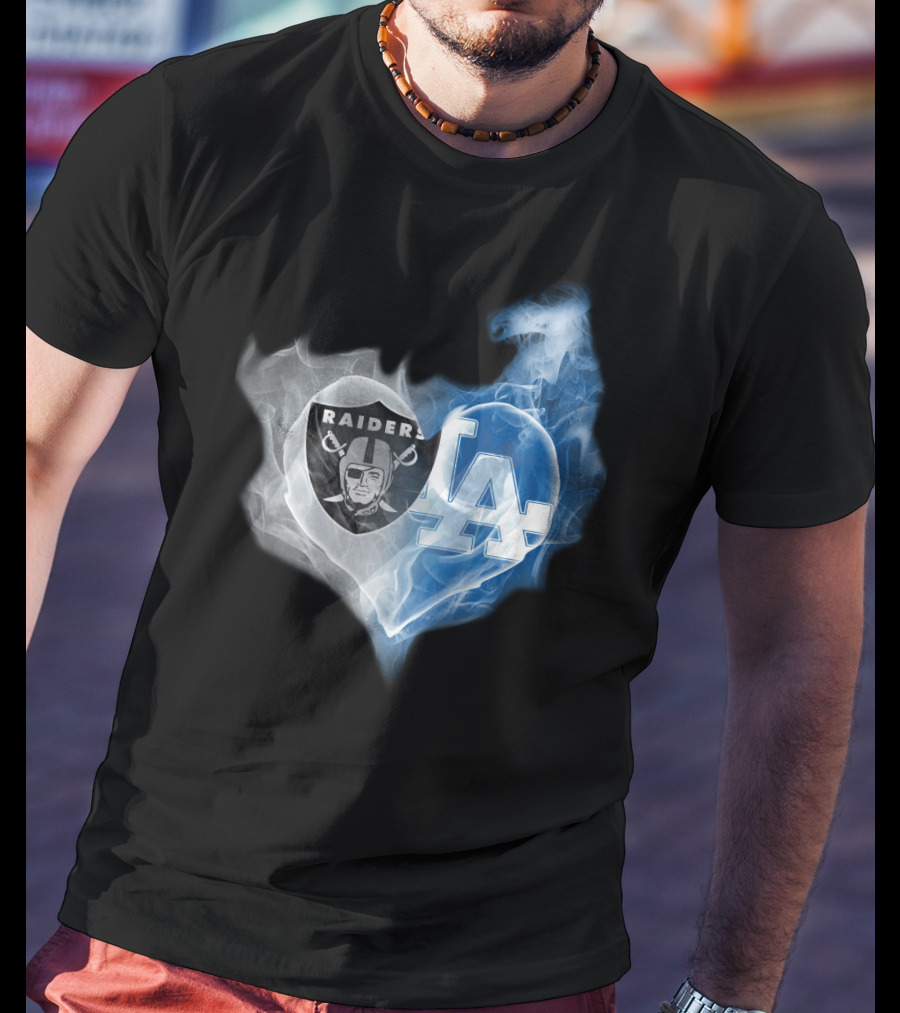 Raiders LA Dodgers Smoke Heart T-Shirt