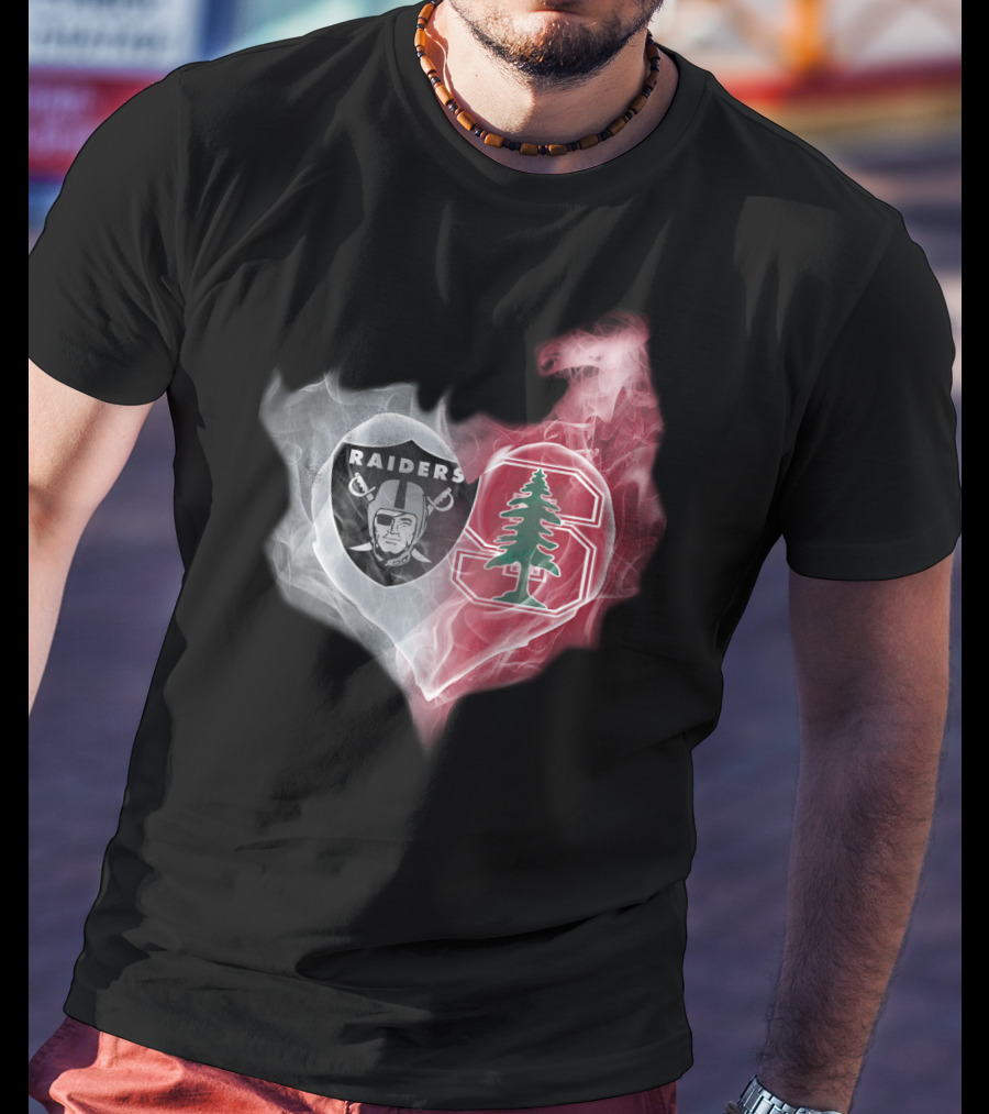 Raiders Stanford Cardinal Heart Emblem Fusion T-Shirt