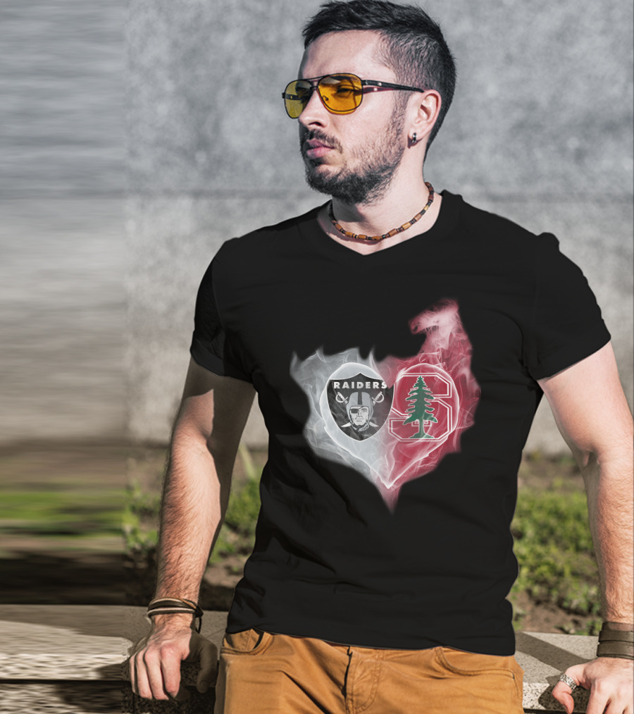 Raiders Stanford Cardinal Heart Emblem Fusion T-Shirt