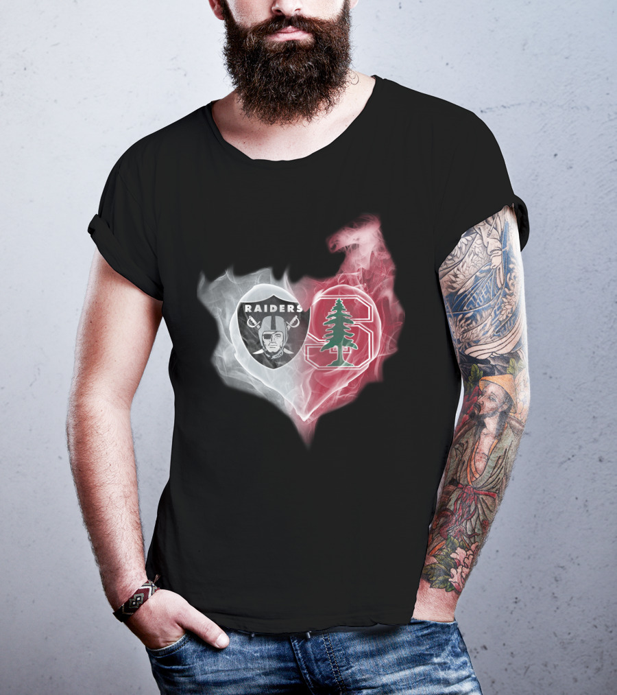 Raiders Stanford Cardinal Heart Emblem Fusion T-Shirt