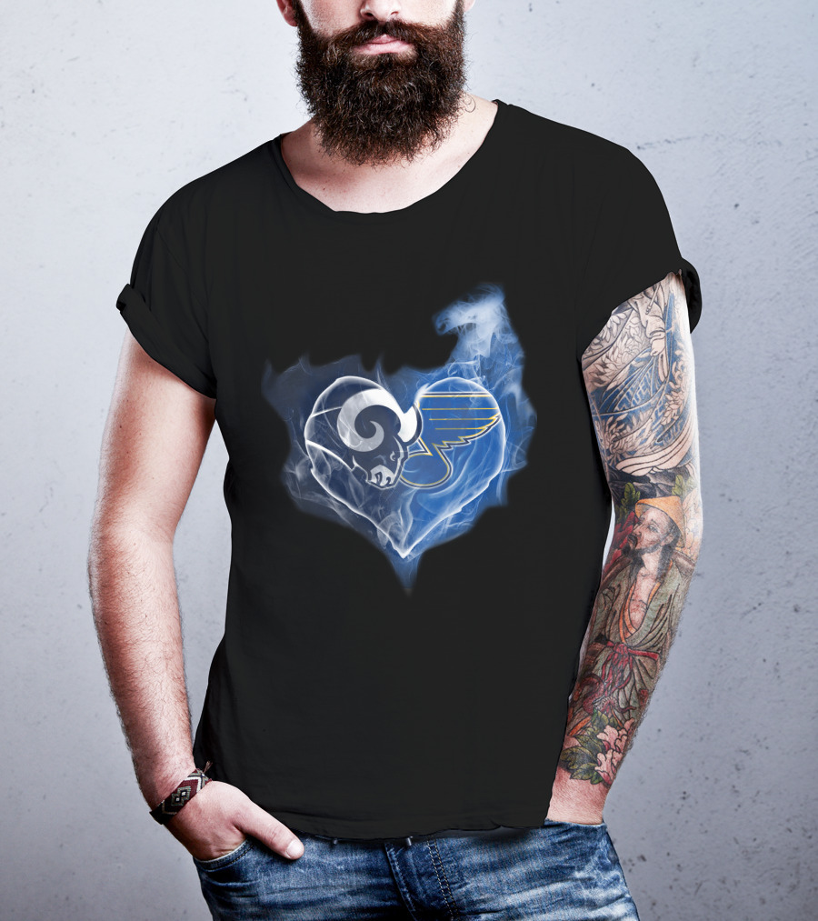 Rams St Louis Blues Heart Smoke Fusion T-Shirt