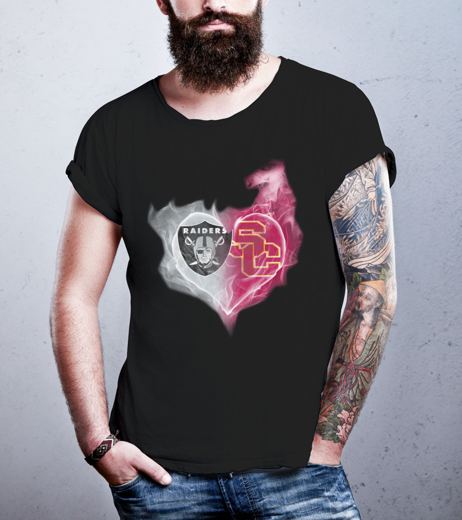 Raiders USC Trojans Heart Logo Fusion T-Shirt