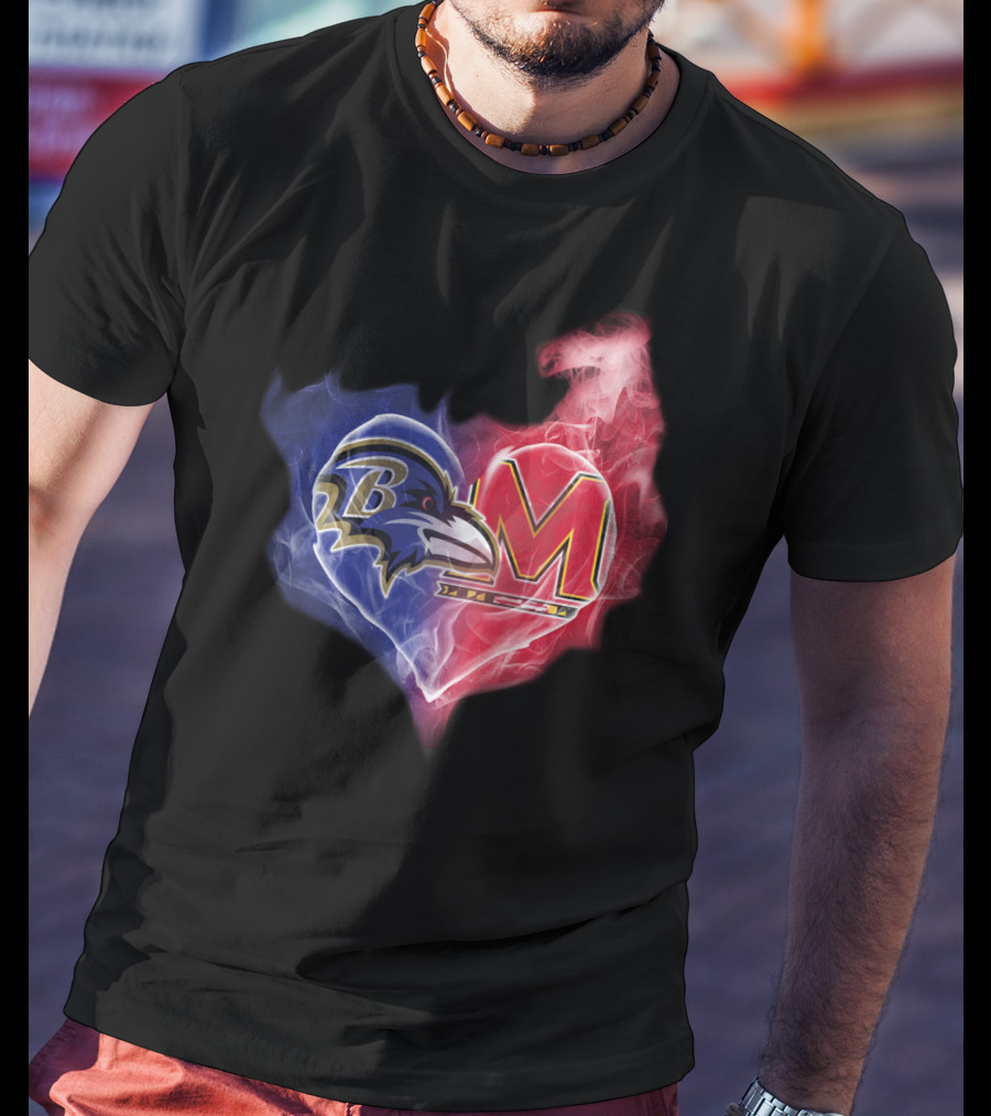 Ravens Maryland Terrapins Heart Logo Fusion T-Shirt