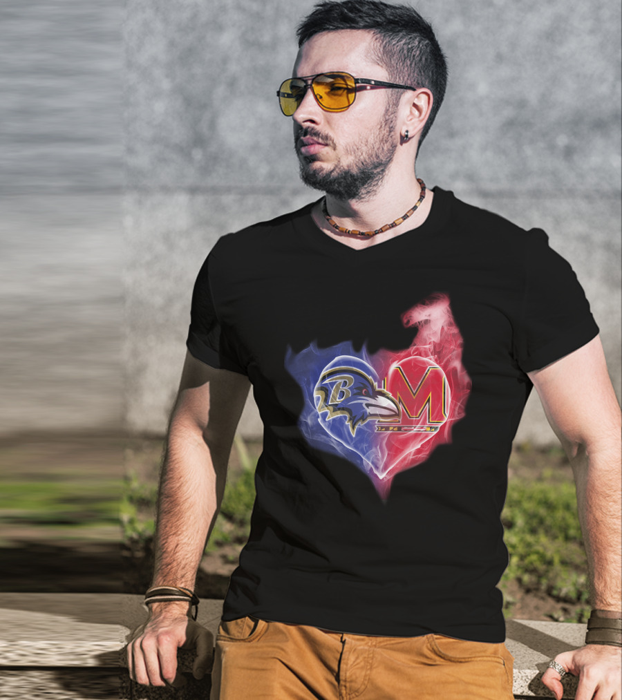 Ravens Maryland Terrapins Heart Logo Fusion T-Shirt