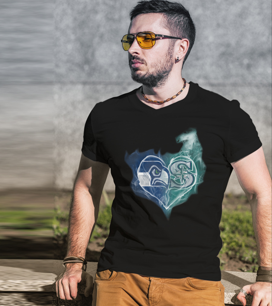 Seahawks Mariners Heart Emblem T-Shirt
