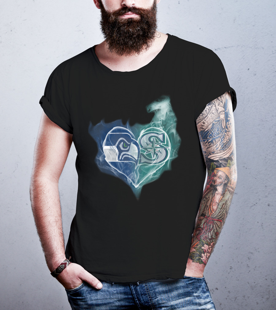 Seahawks Mariners Heart Emblem T-Shirt