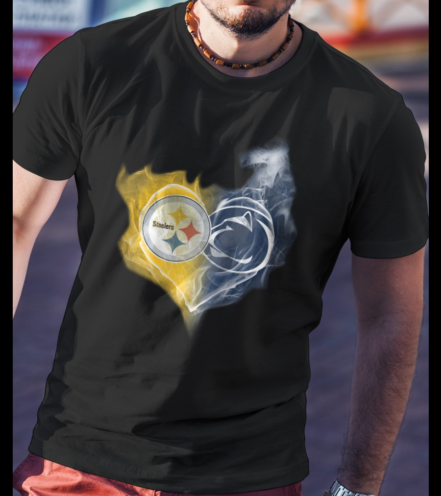 Steelers Penn State Nittany Lions Heart Flame T-Shirt