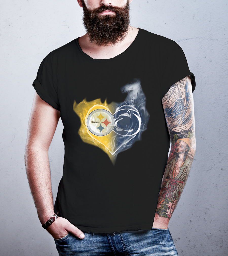 Steelers Penn State Nittany Lions Heart Flame T-Shirt