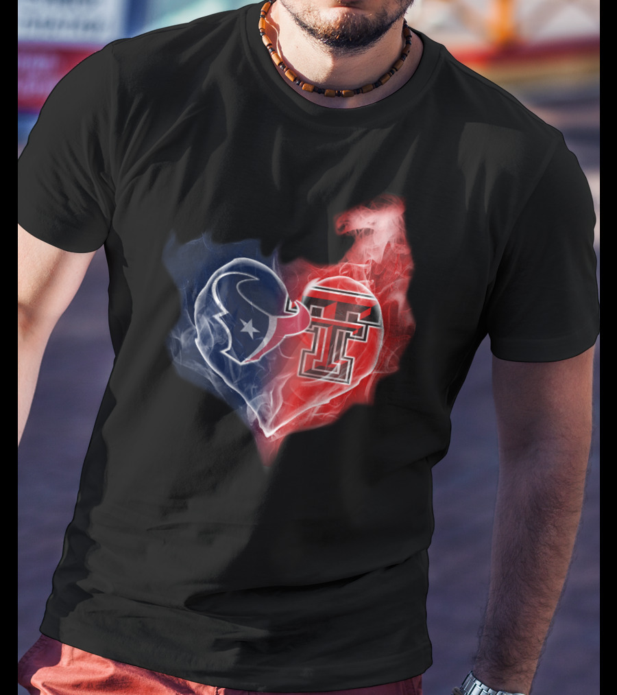 Texas Tech Red Raiders Houston Texans Heart T-Shirt