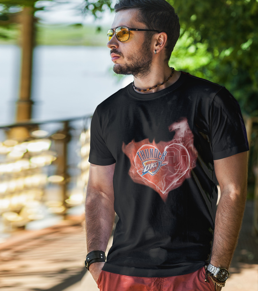 Thunder OKC Heart Oklahoma Sooners OU T-Shirt