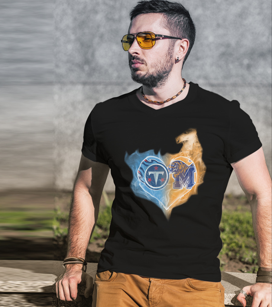 Titans Memphis Tigers Heart T-Shirt