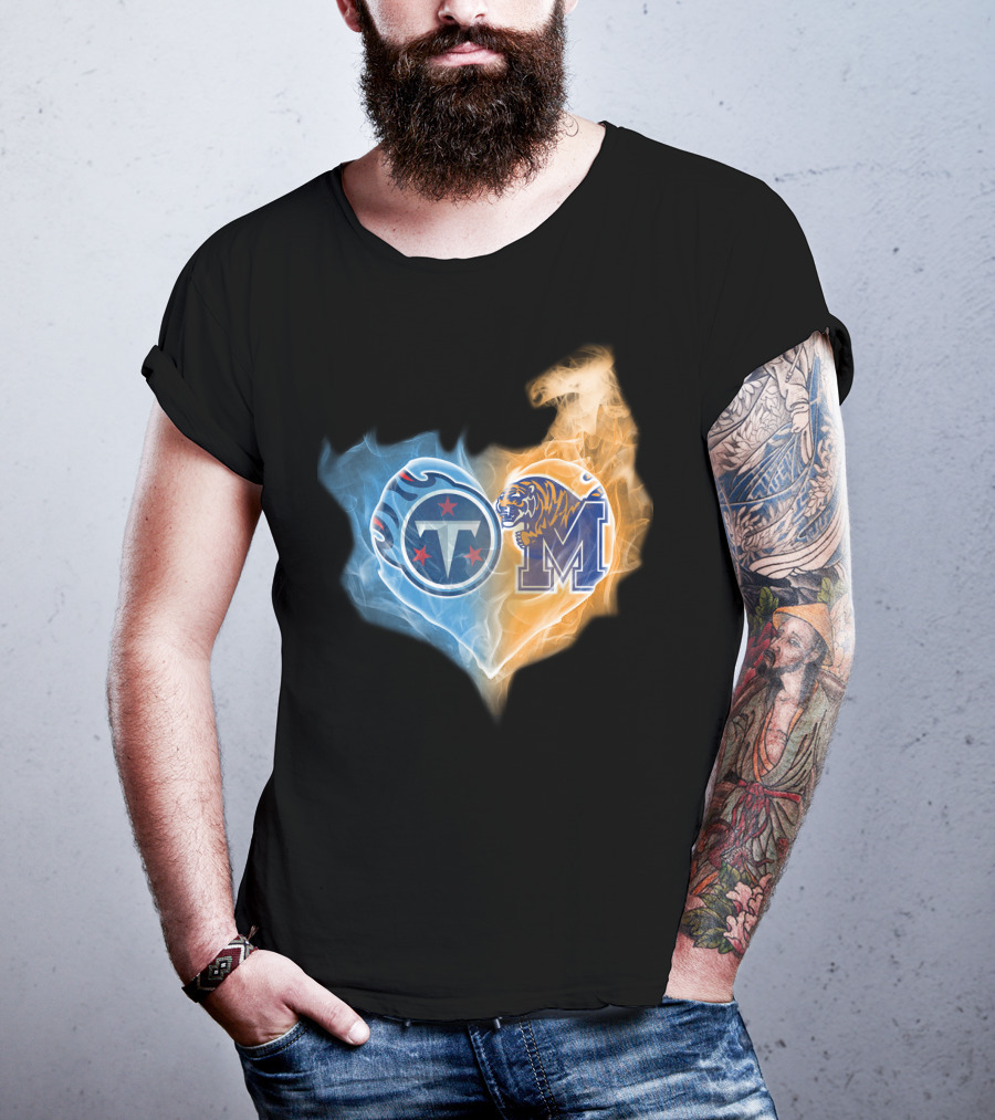 Titans Memphis Tigers Heart T-Shirt