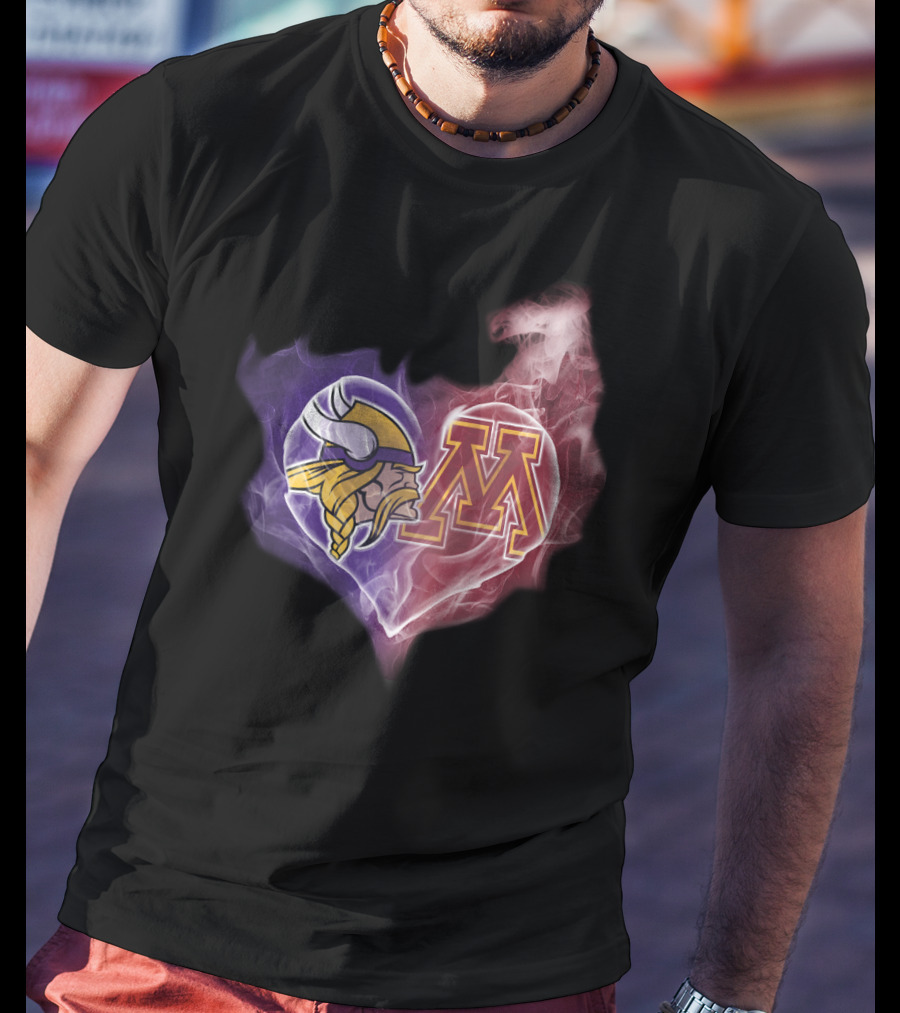 Vikings Minnesota Purple Gold Heart M T-Shirt