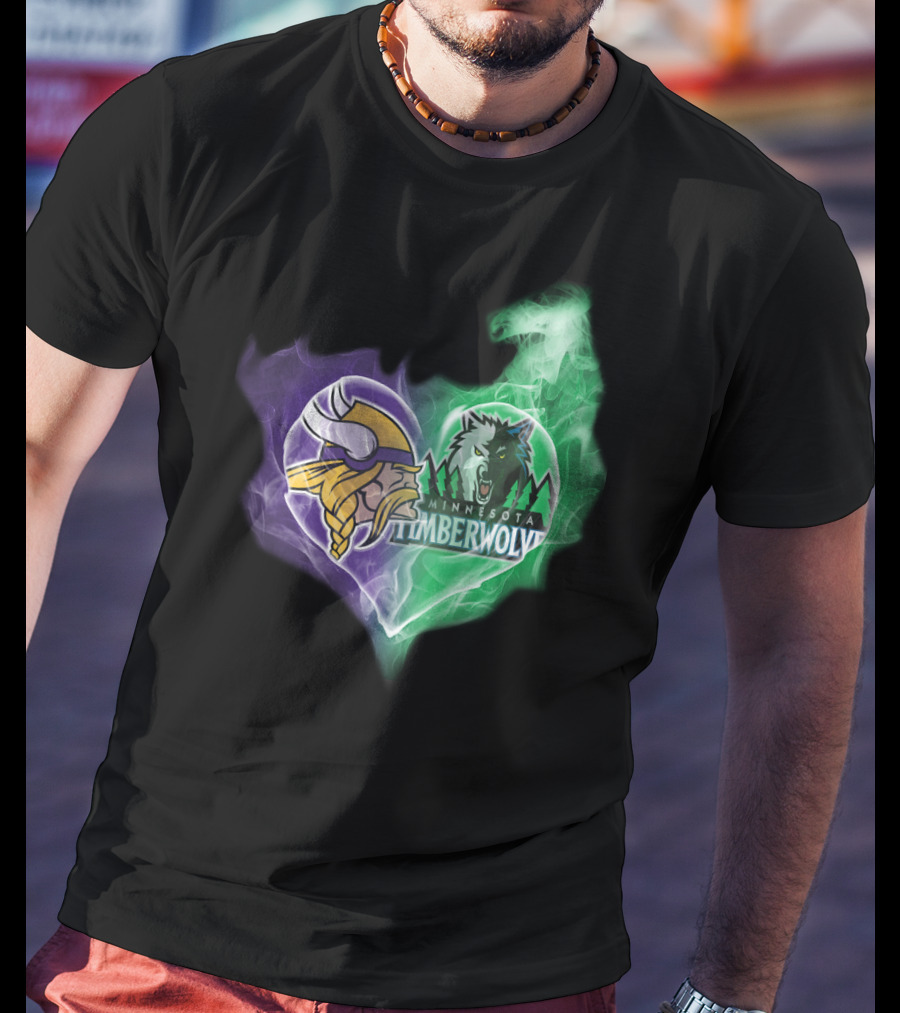 Vikings Minnesota Timberwolves Heart Logo Fusion T-Shirt