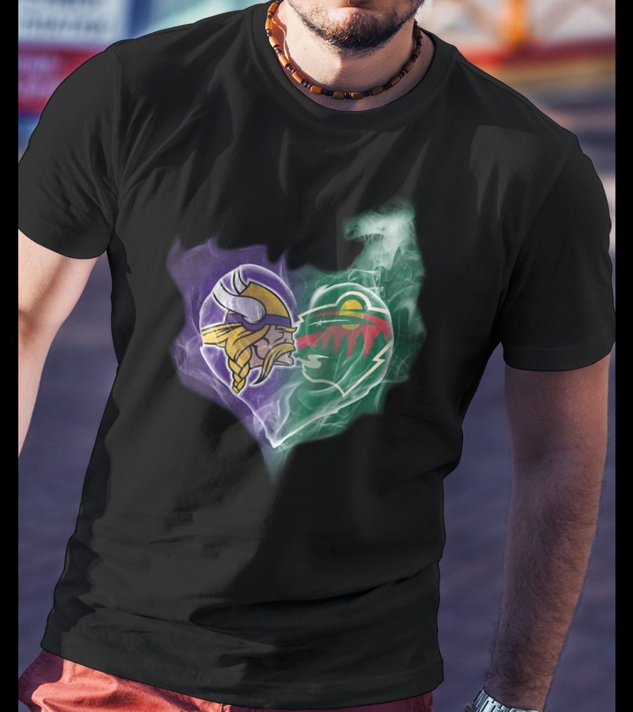 Vikings Minnesota Wild Heart Logo Fusion T-Shirt