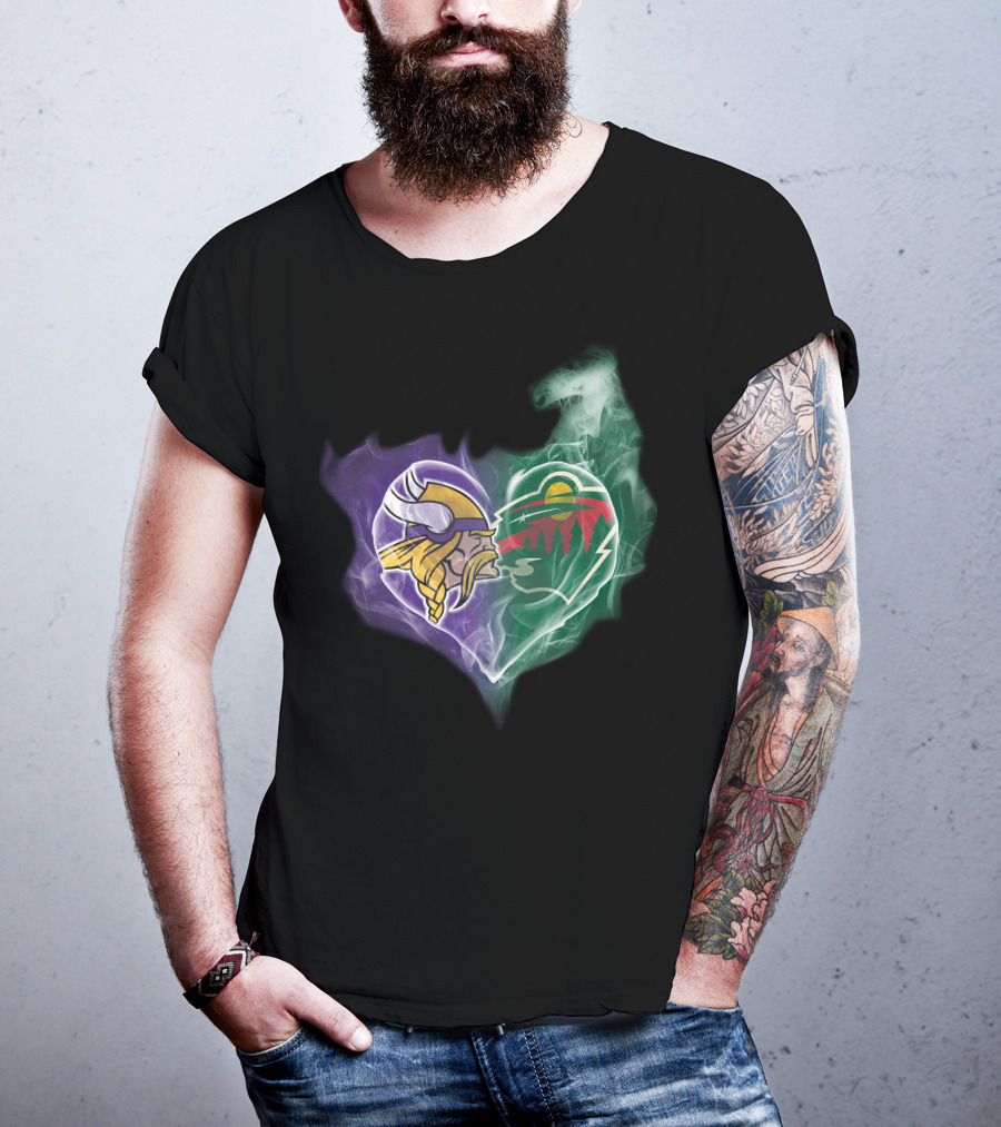 Vikings Minnesota Wild Heart Logo Fusion T-Shirt