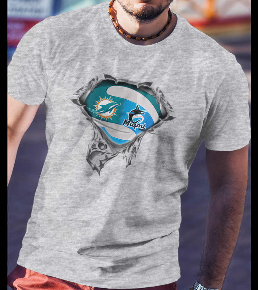Miami Dolphins Marlins Logos T-Shirt