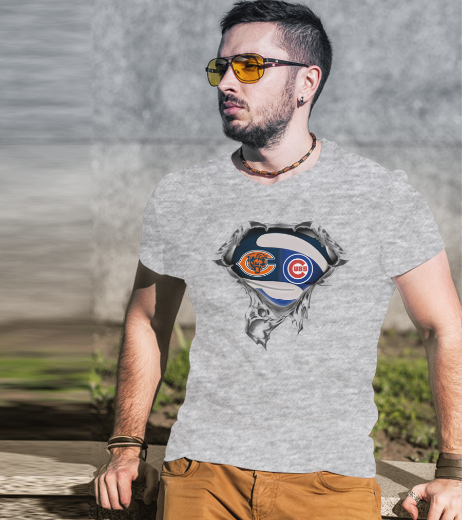 Bears Cubs Football Baseball Fan Crossover Logos T-Shirt