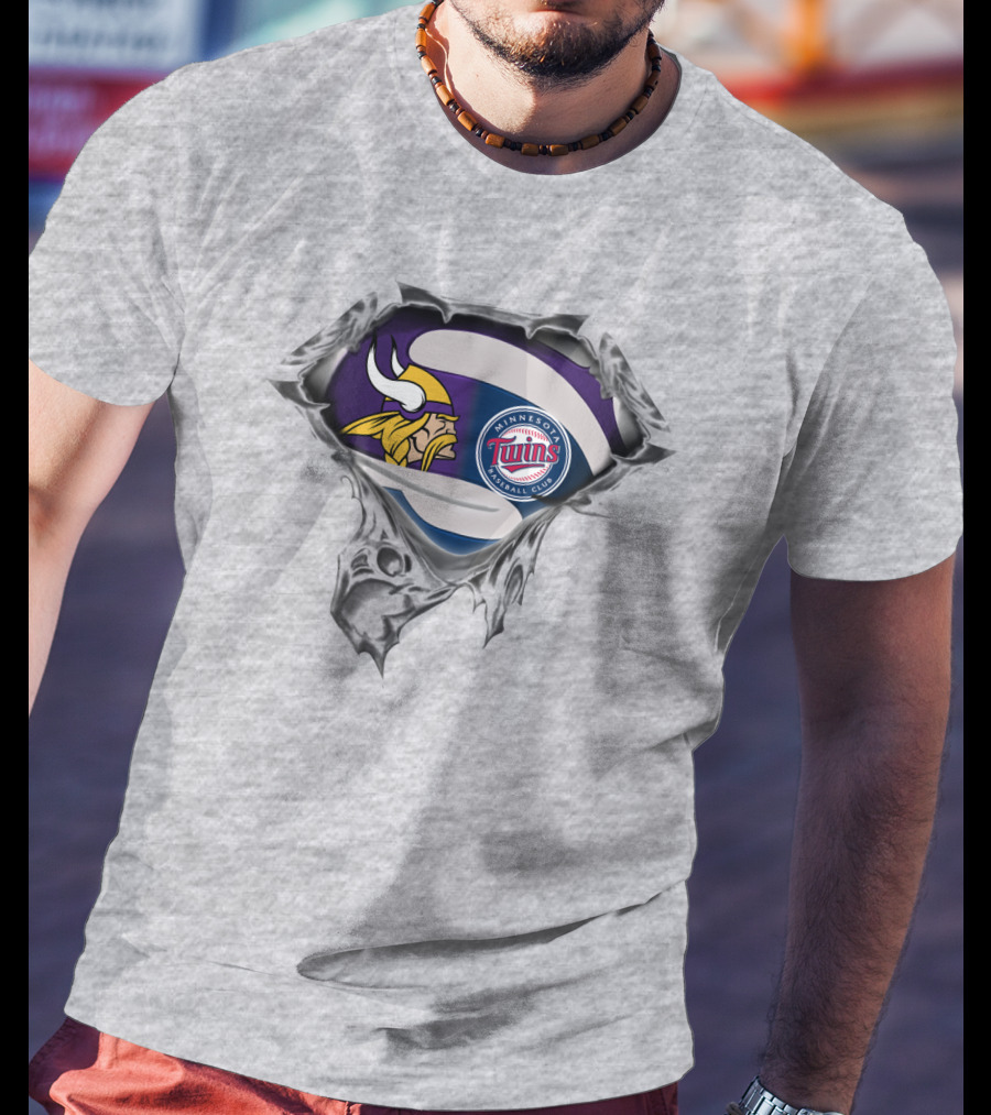 Minnesota Vikings Twins Baseball Crossover Fan T-Shirt