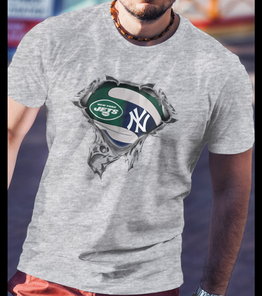 New York Jets New York Yankees Logo Fusion T-Shirt
