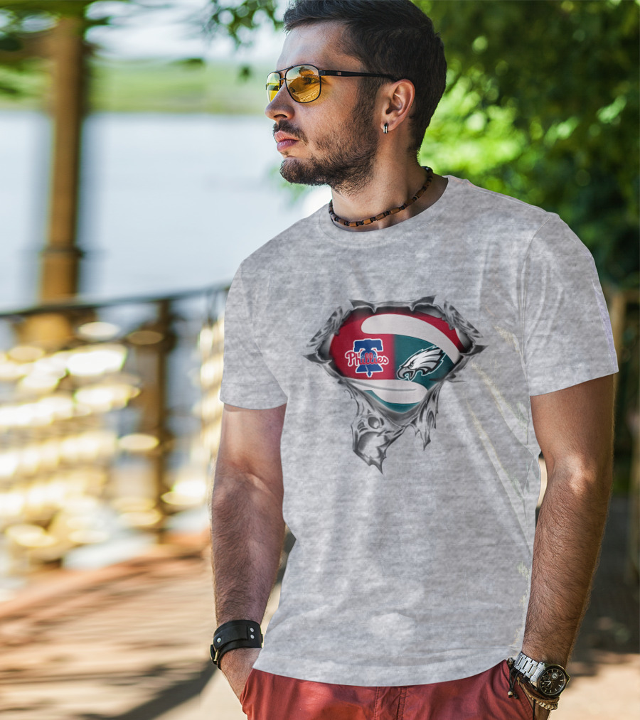 Phillies Eagles Logo Mashup Superhero Style T-Shirt