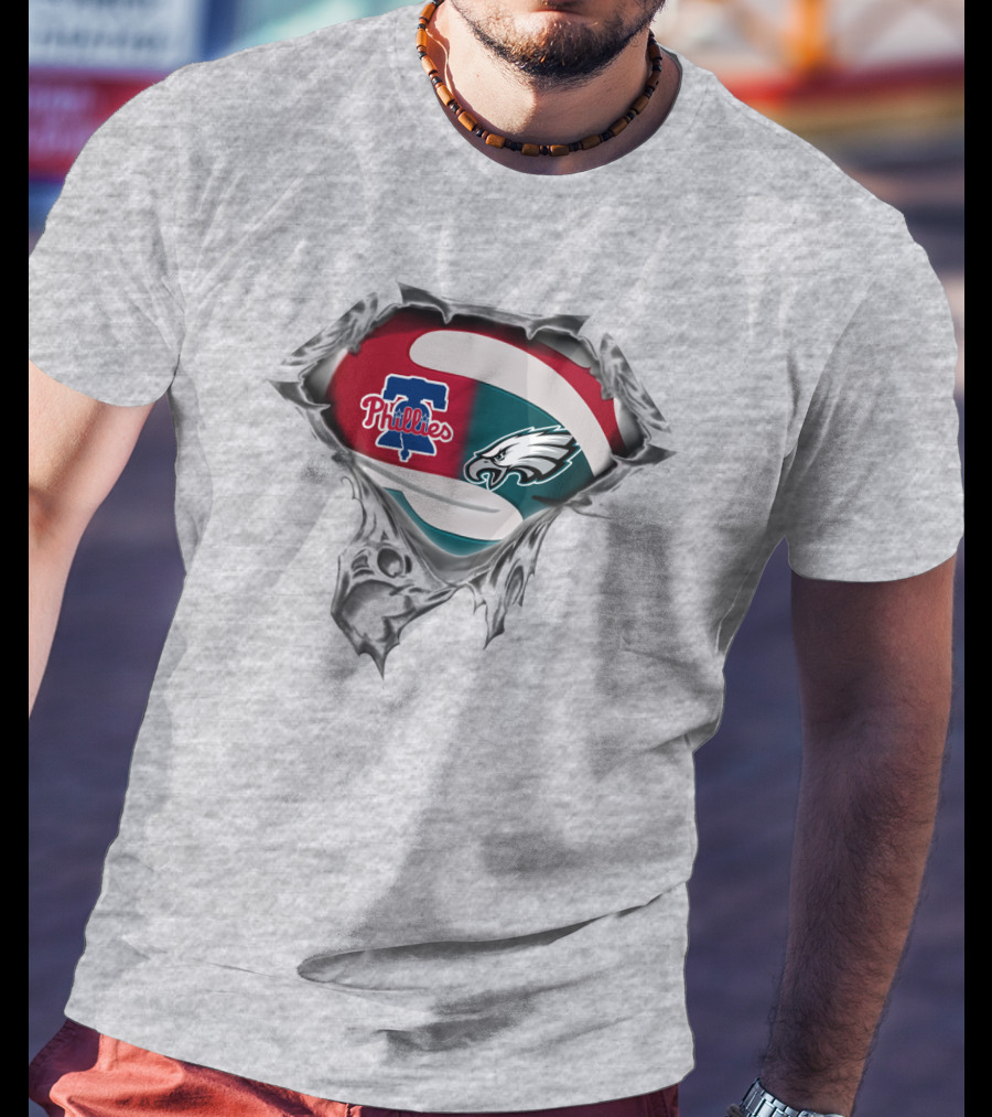 Phillies Eagles Logo Mashup Superhero Style T-Shirt