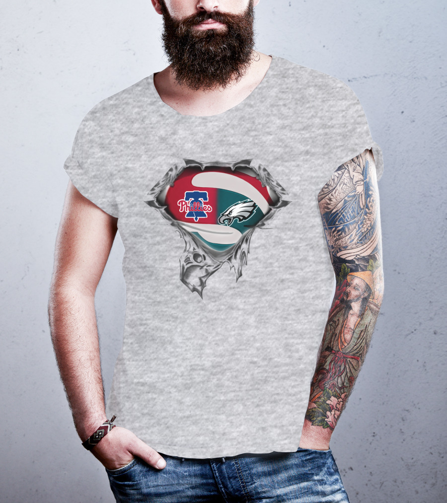 Phillies Eagles Logo Mashup Superhero Style T-Shirt