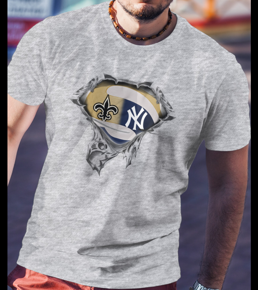 New Orleans Saints And New York Yankees Fusion T-Shirt