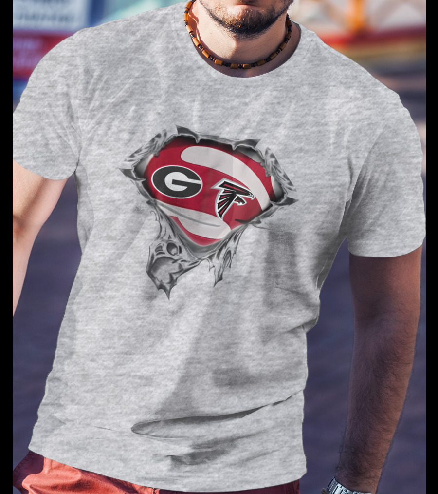 Georgia Bulldogs Atlanta Falcons Logo Mashup T-Shirt