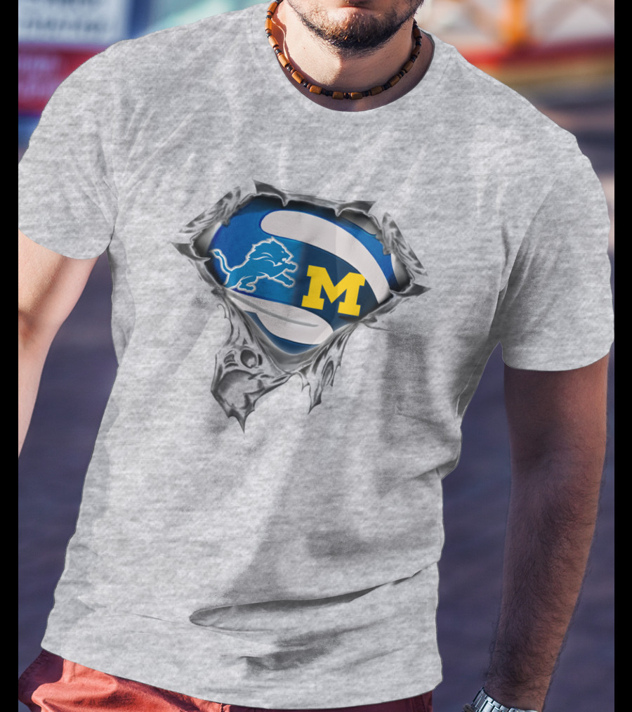 Detroit Lions And Michigan Wolverines Tearing Through T-Shirt