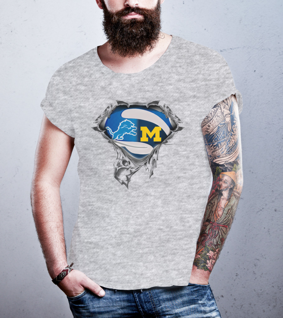 Detroit Lions And Michigan Wolverines Tearing Through T-Shirt
