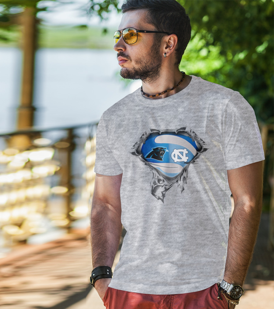 Carolina Panthers Tar Heels Nc Logo Mashup T-Shirt