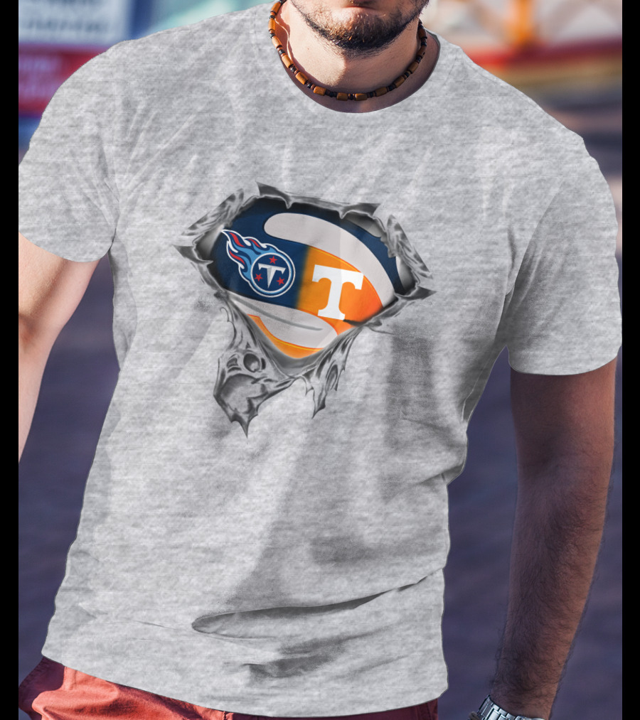 Tennessee Titans Volunteers Crossover Logo Superhero Theme T-Shirt