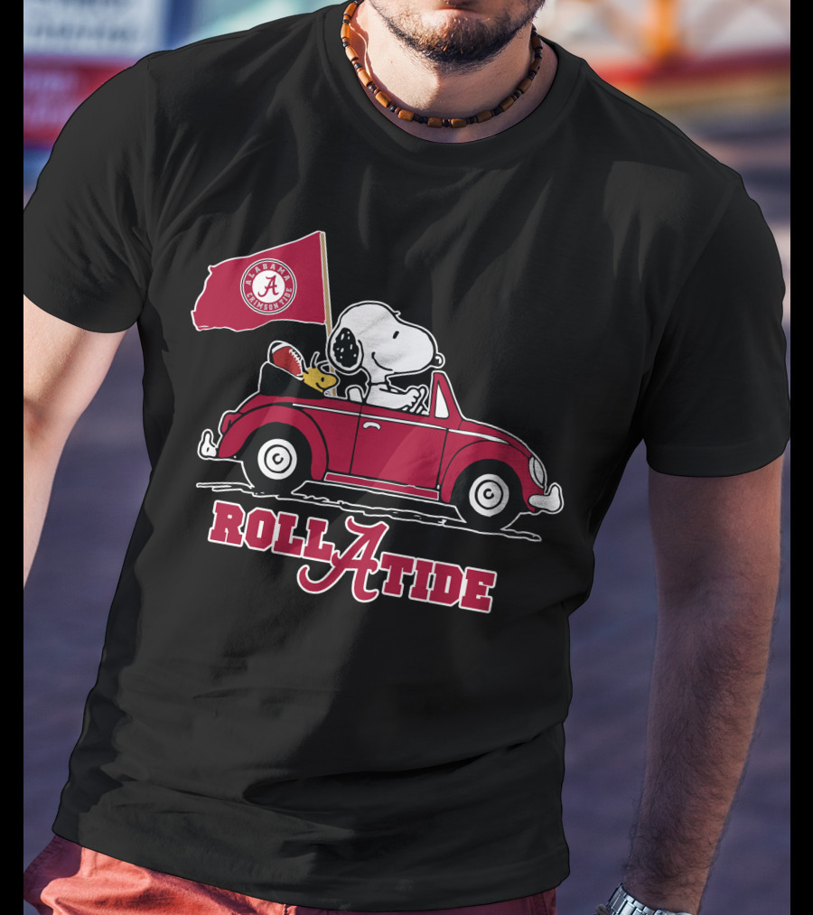 Roll A Tide Alabama Crimson Tide Snoopy Driving T-Shirt