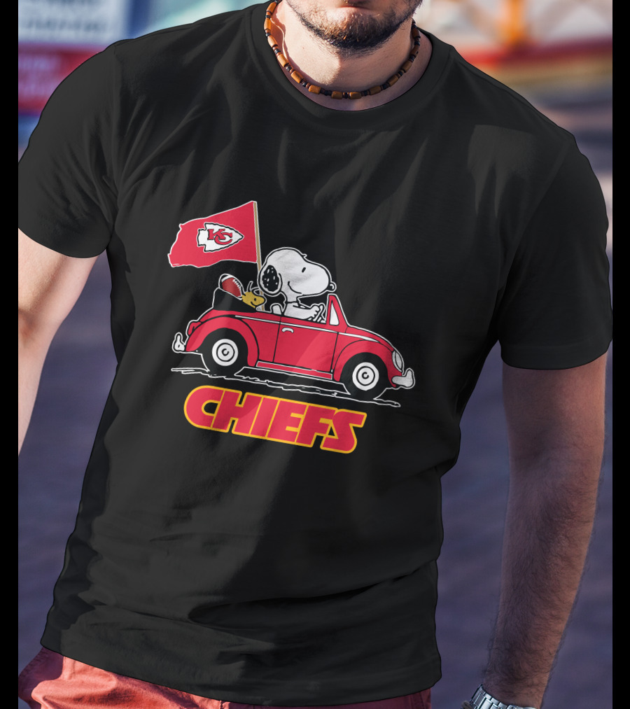 Snoopy Kansas City Chiefs Football Fan Car Ride T-Shirt