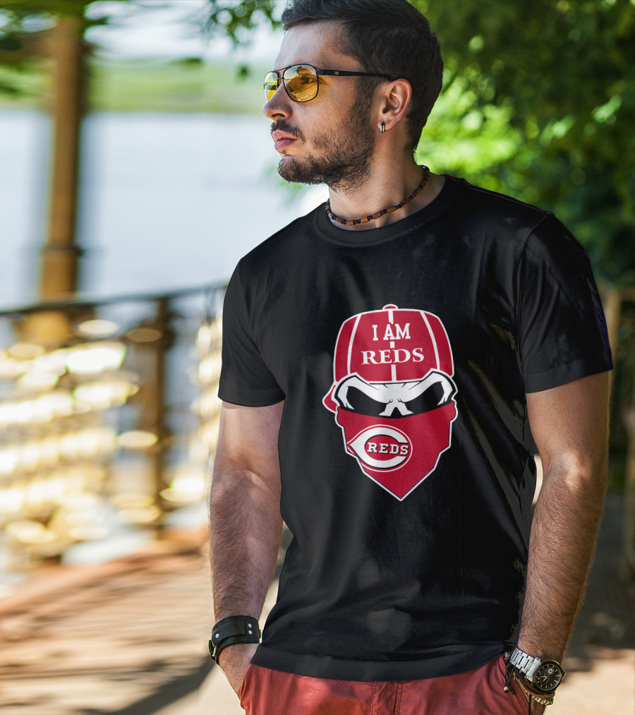I Am Reds Cincinnati Reds Skull Logo Bandana T-Shirt