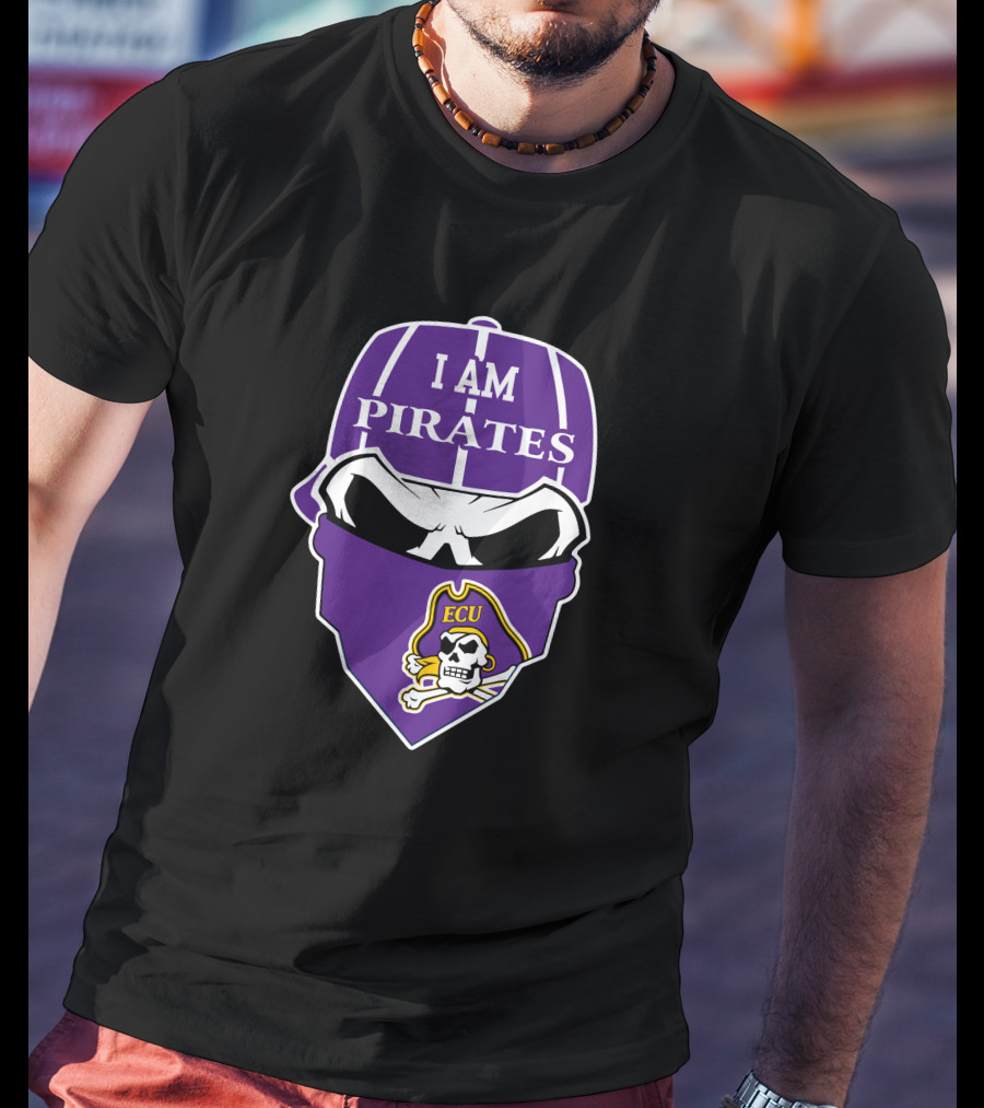 I Am Pirates Ecu Skull Mask Logo East Carolina Pirates T-Shirt
