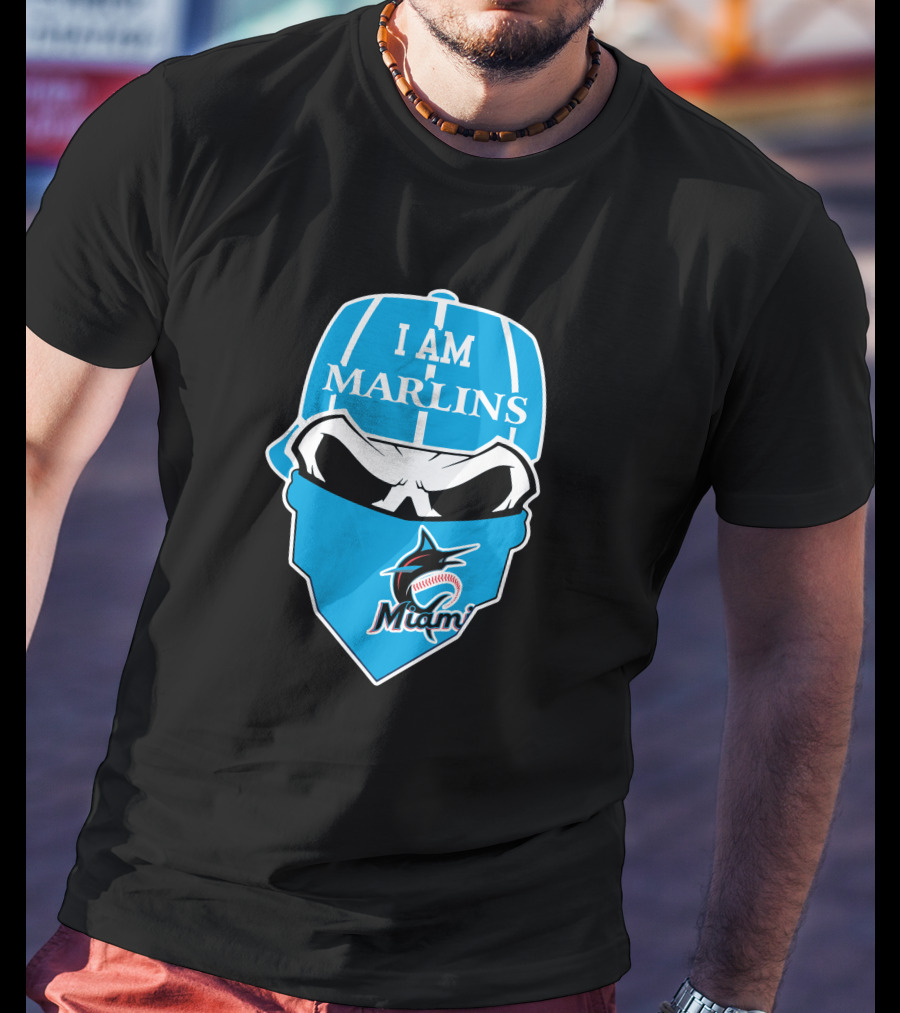 I Am Marlins Miami Marlins Skull T-Shirt