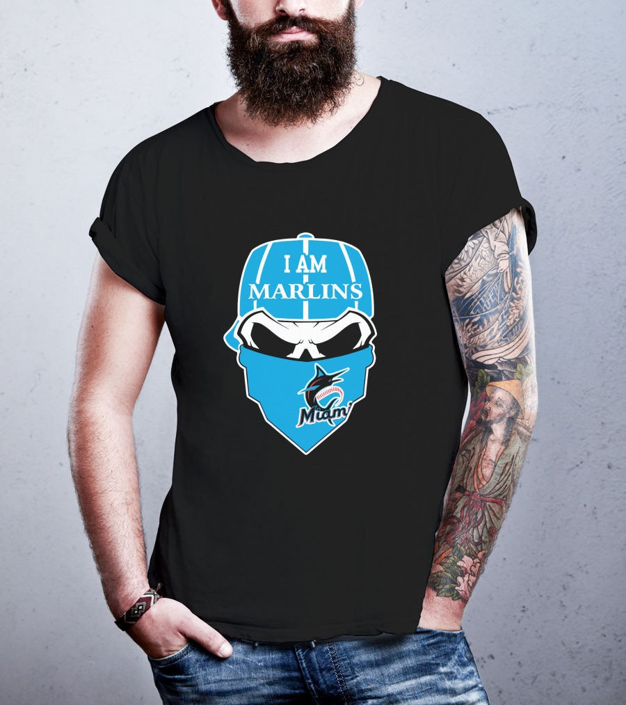 I Am Marlins Miami Marlins Skull T-Shirt