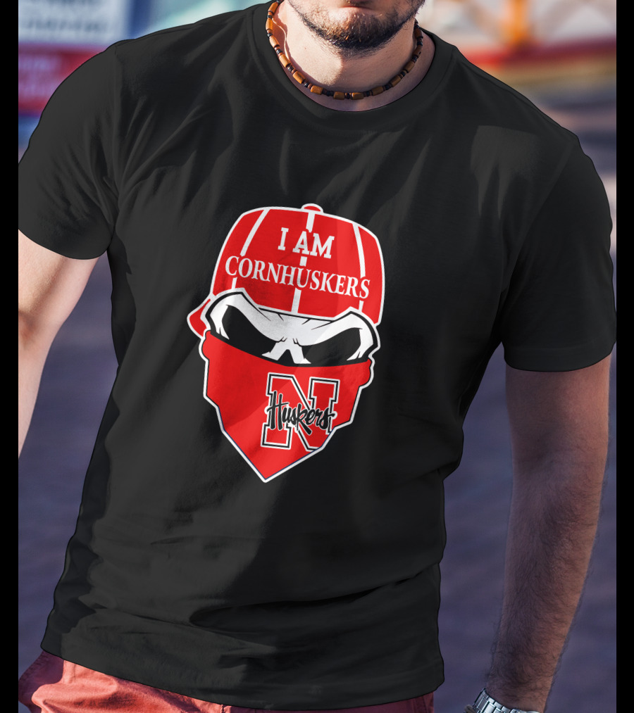 I Am Cornhuskers Skull Nebraska Huskers N T-Shirt