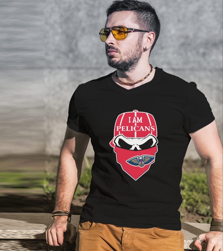 I Am Pelicans New Orleans Skull T-Shirt