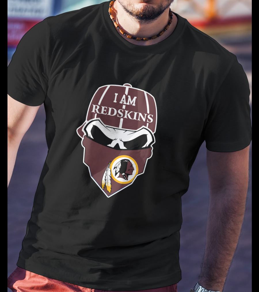 I Am Redskins Skull Logo Face Mask T-Shirt