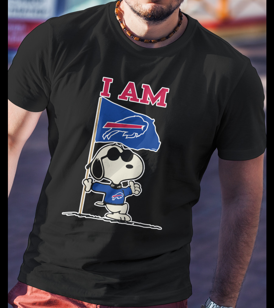 I Am Buffalo Bills Snoopy Flag T-Shirt