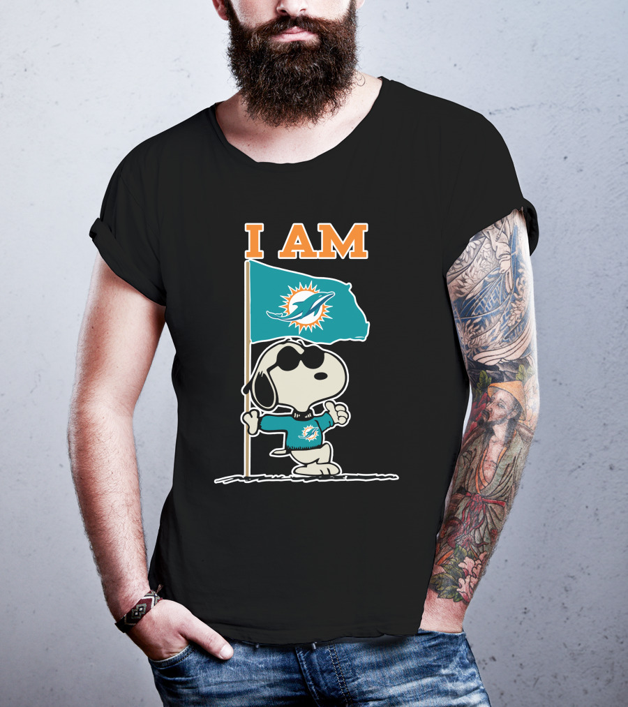 I Am Miami Dolphins Snoopy Flag T-Shirt