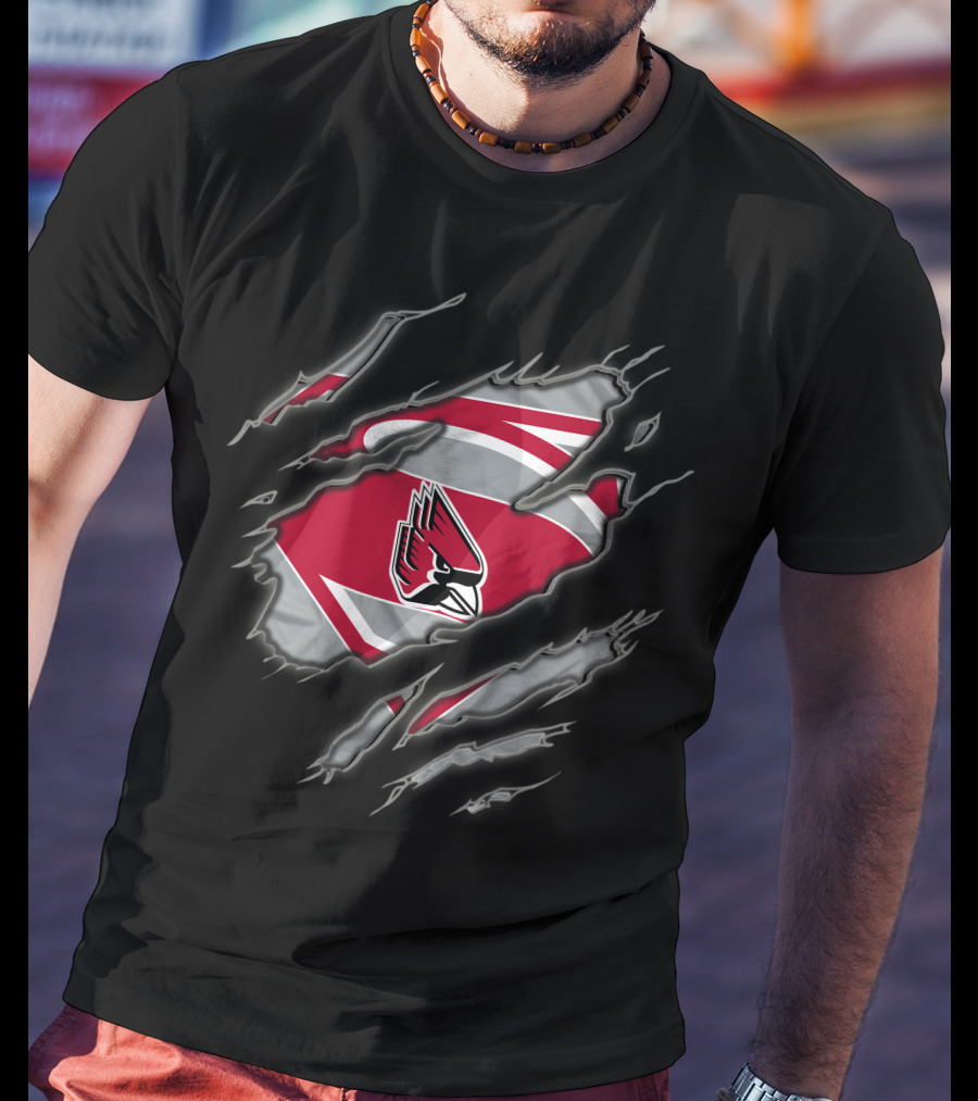 Ball State Cardinals Superman Logo With Claw Marks T-Shirt